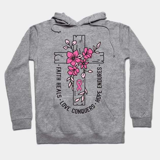 Faith Heal Christian Breast Cancer Awareness Jesus Hoodie by Krishnansh W.